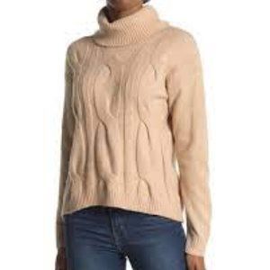 NEW STITCHDROP Nordstrom Turtleneck Cable Knit Jumper Sweater XL Oat Nude Tan XL